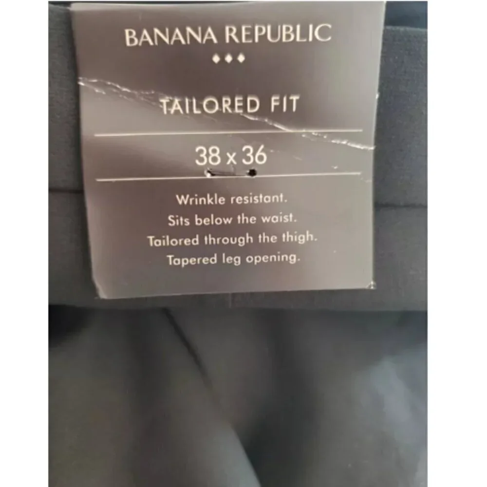 Banana Republic Modern Classic Plain Weave Suit Trouser Pants Black 38 x 36 NWT